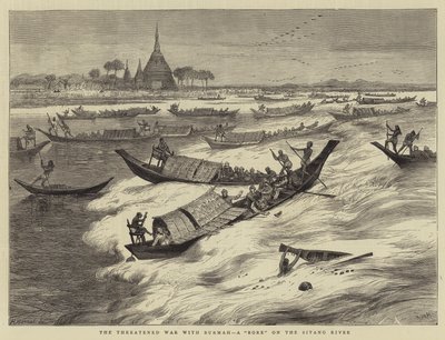 The Threatened War with Burma, a Bore on the Sitang River by Joseph Nash